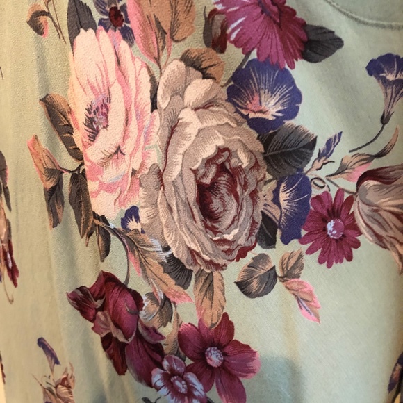 1990's Carole Little Rayon Floral 30's Inspired Pale Green Soft Bias Dress - M - Picture 4 of 12